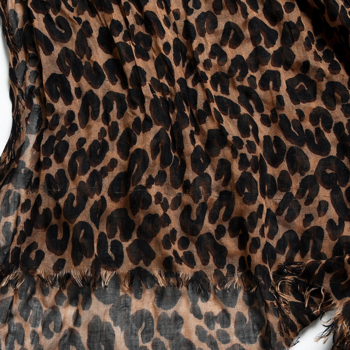 Cashmere Silk Leopard Etole Stole Marron