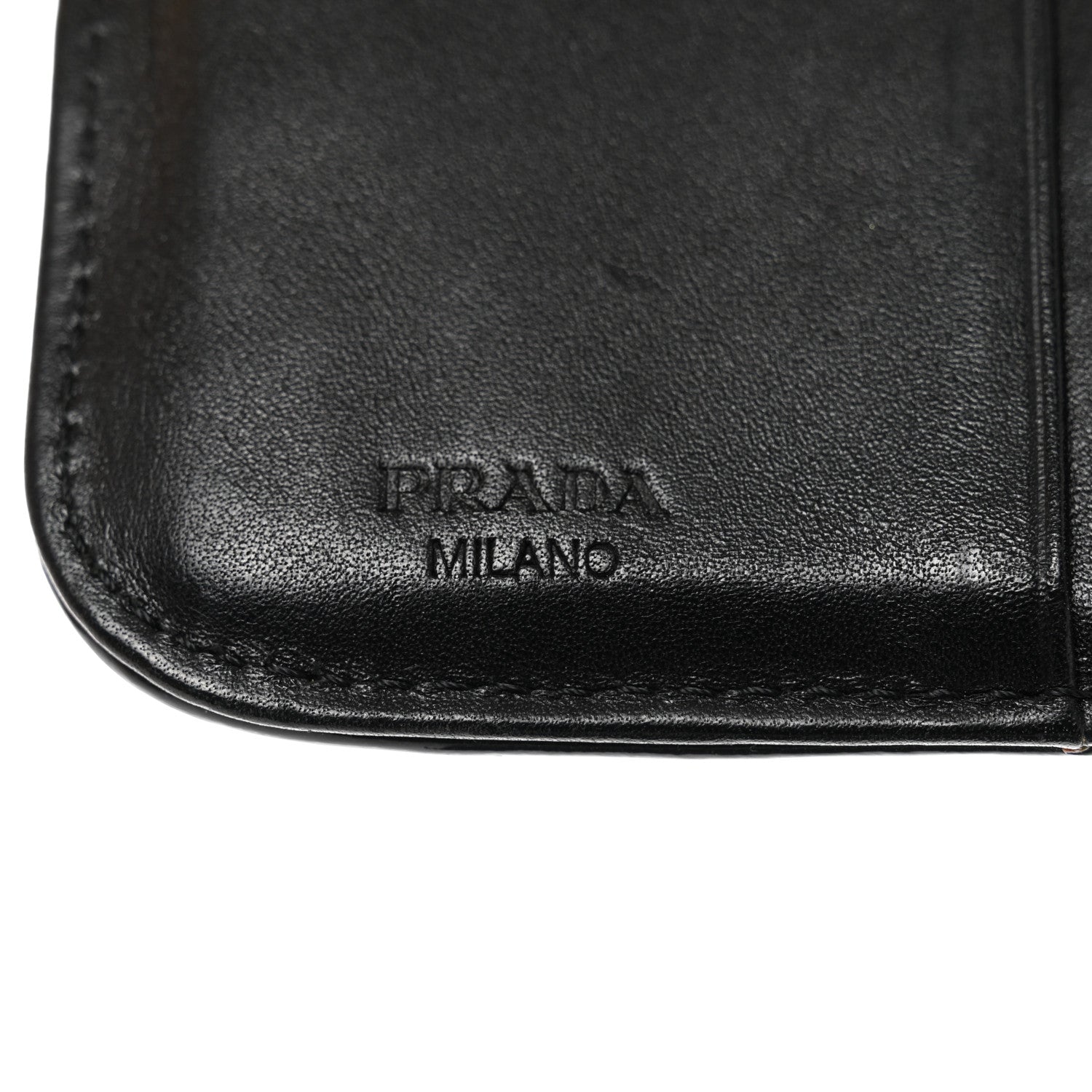 Prada Tessuto Nylon Patent Compact Zip Around Wallet Black 7 of 12