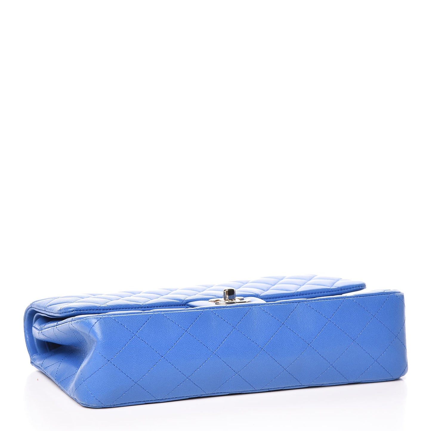 Lambskin Quilted Medium Double Flap Blue