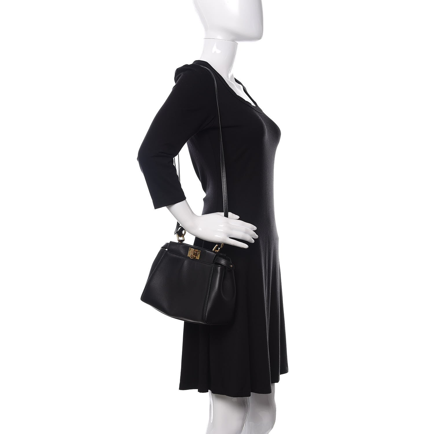 Fendi Nappa Mini Peekaboo Iconic Satchel Black 2 of 10