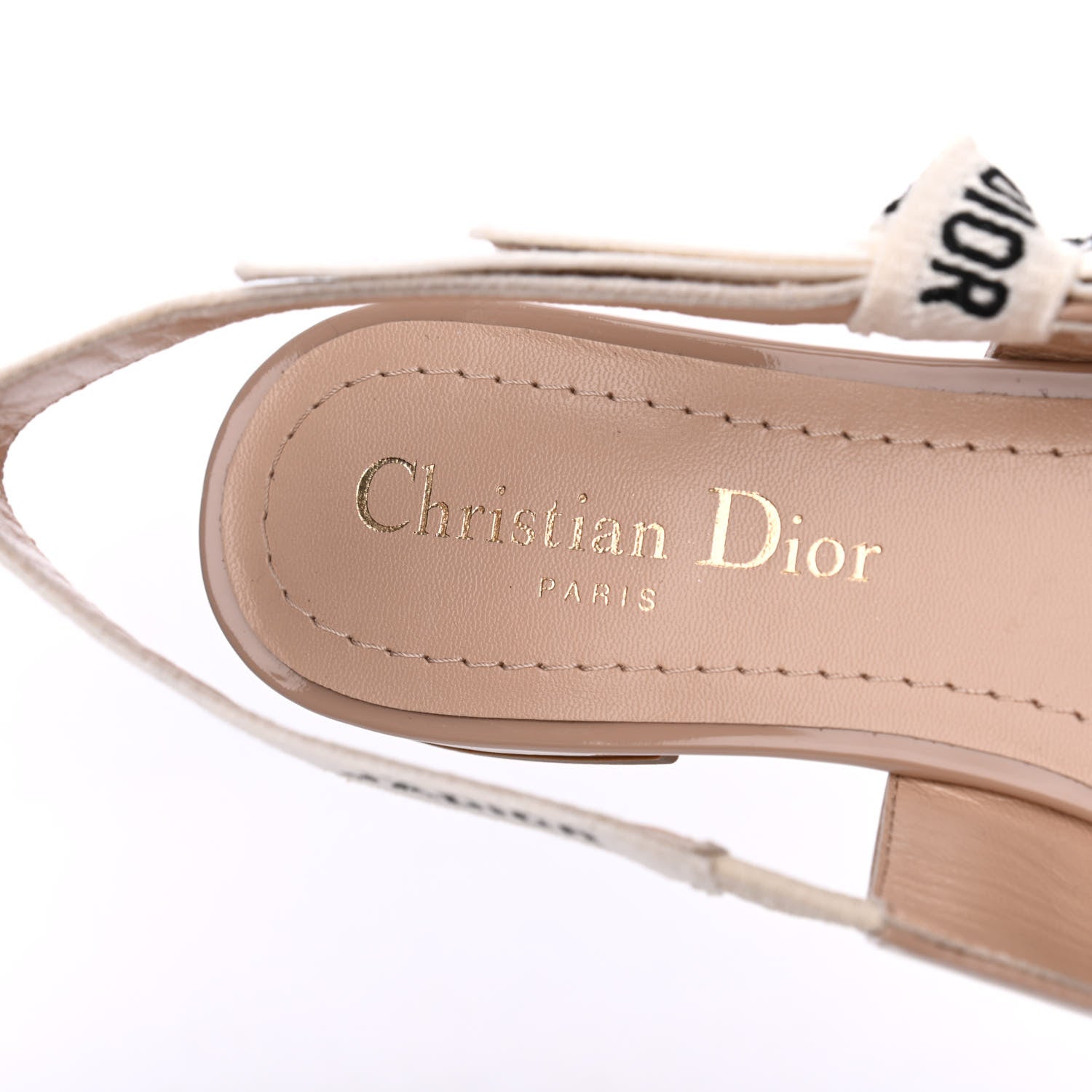 Christian Dior Patent Ribbon J'Adior Slingback Ballet Flats 35.5 Nude 6 of 11