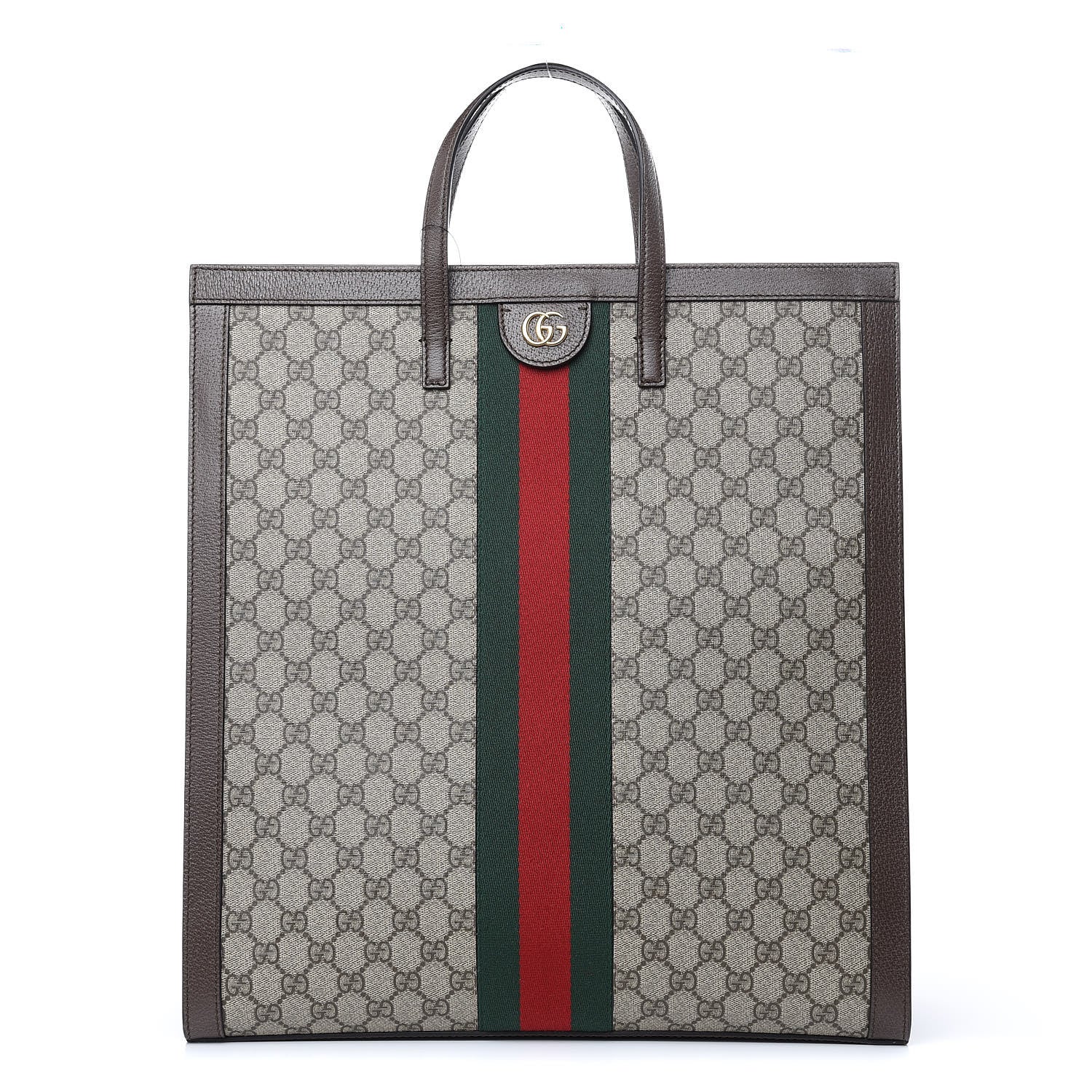 Gucci GG Supreme Monogram Web Ophidia Vertical Tote Brown 1 of 9