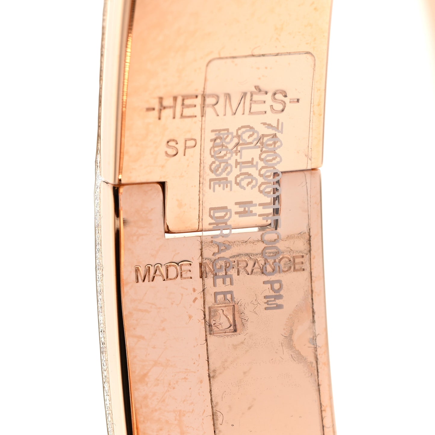 Enamel Narrow Clic Clac H Bracelet PM Rose Dragee