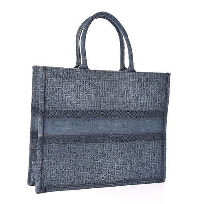Christian Dior Oblique Denim Book Tote Denim Blue 3 of 9