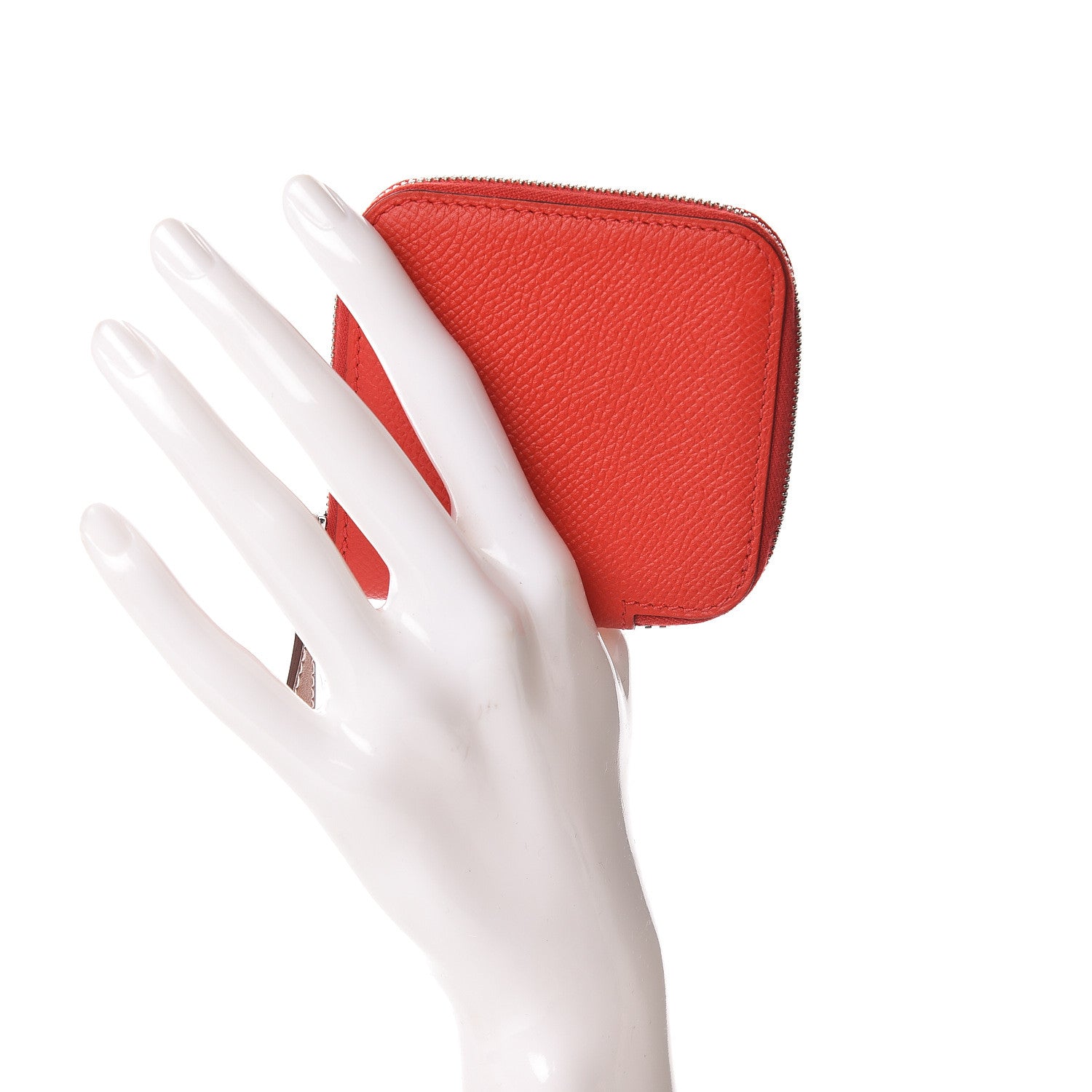 Hermes Epsom Silk'In Coin Purse Rouge de Coeur Bleu du Nord 2 of 8