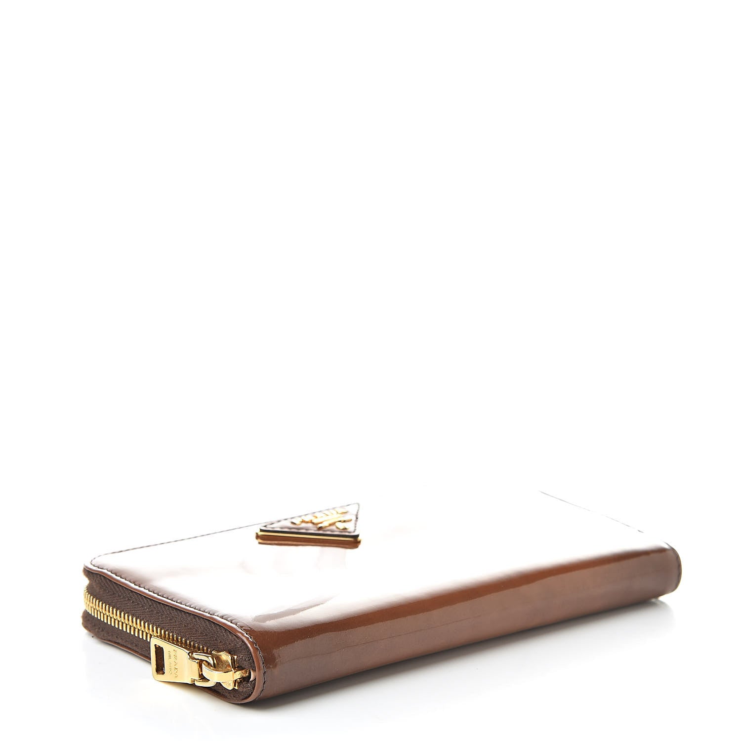 Prada Vernice Zip Around Wallet Brown 4 of 14