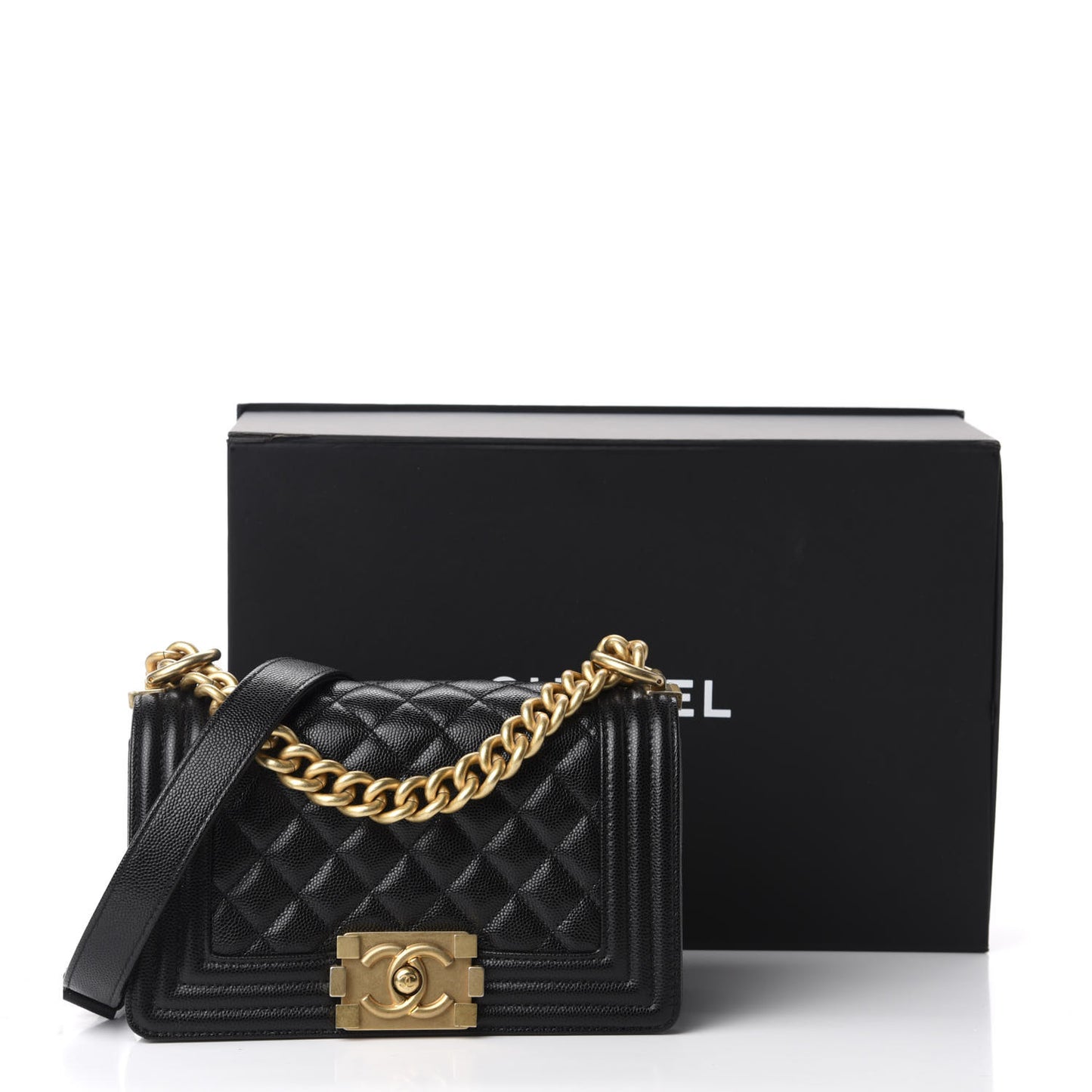 Caviar Quilted Small Boy Flap Black