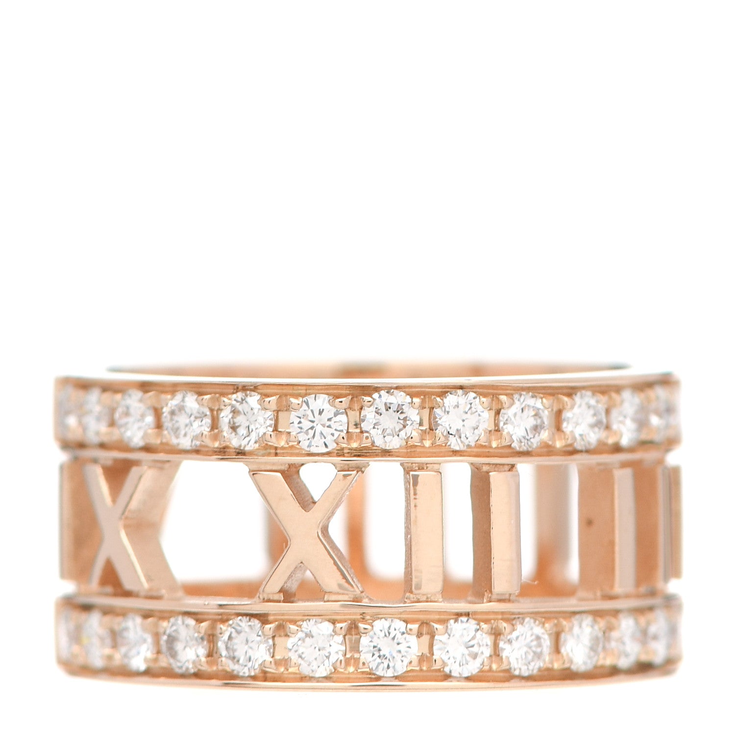 Tiffany 18K Rose Gold Diamond Wide Atlas Open Ring 48 4.5 1 of 5