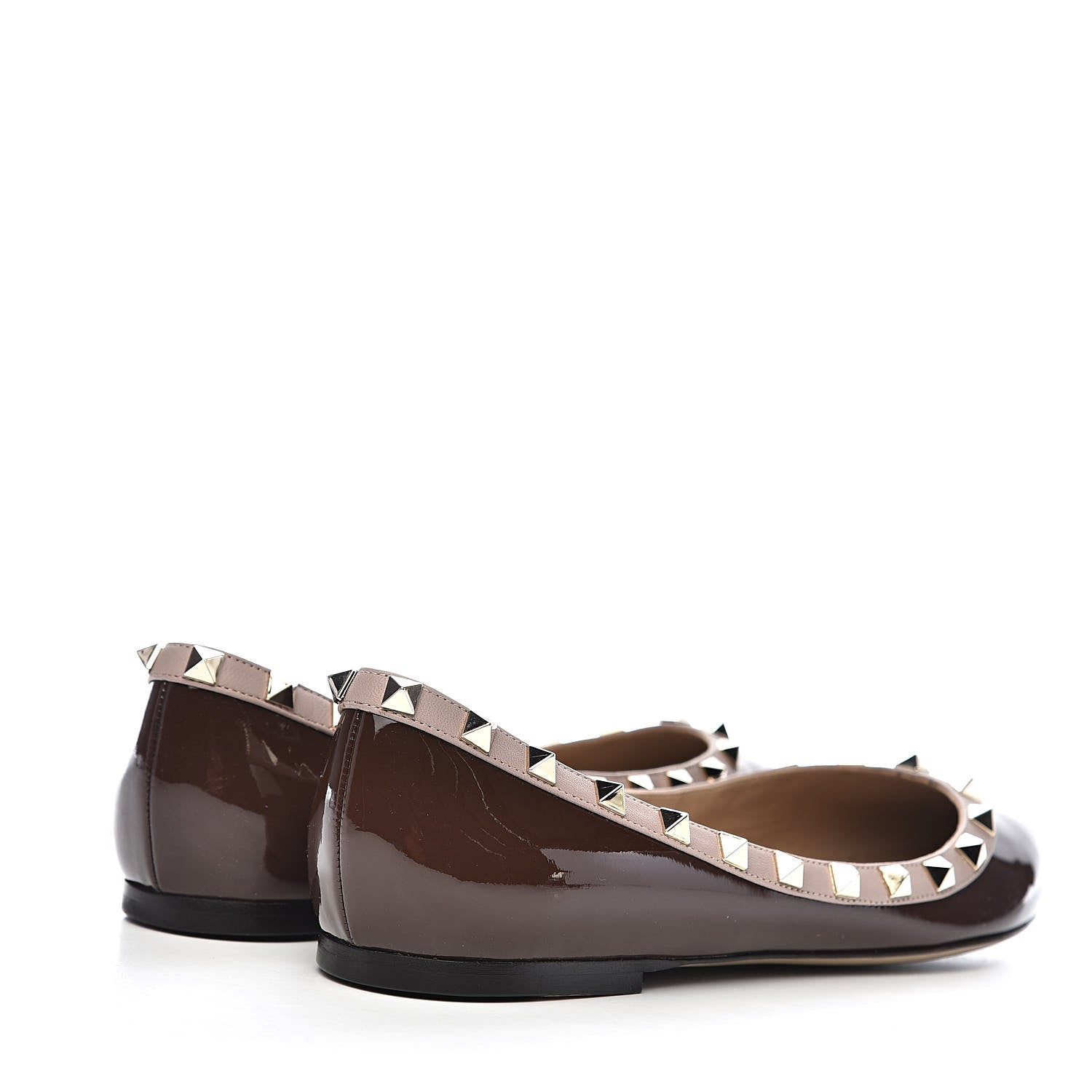 Valentino Garavani Patent Nappa Rockstud Ballerina Flats 40 Cacao Poudre 4 of 13
