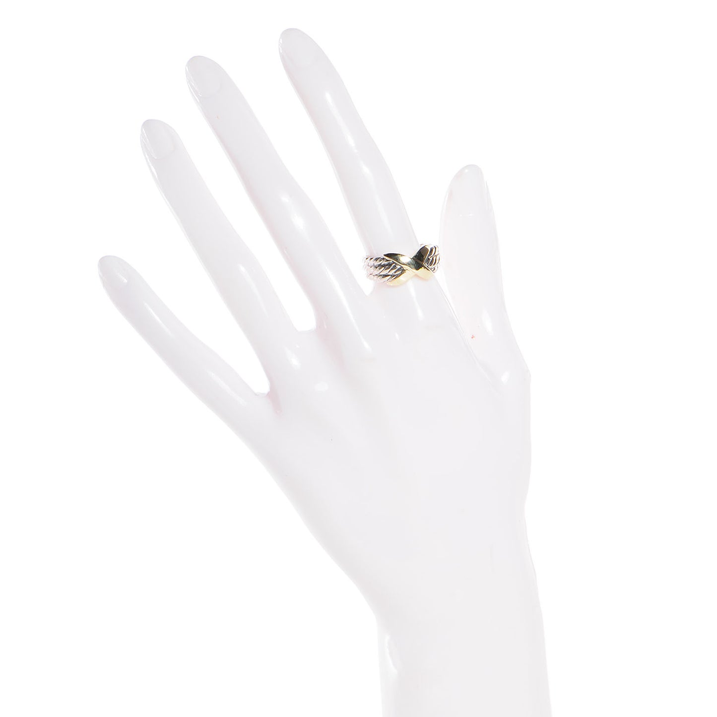 Sterling Silver 14k Yellow Gold X Crossover Ring 7