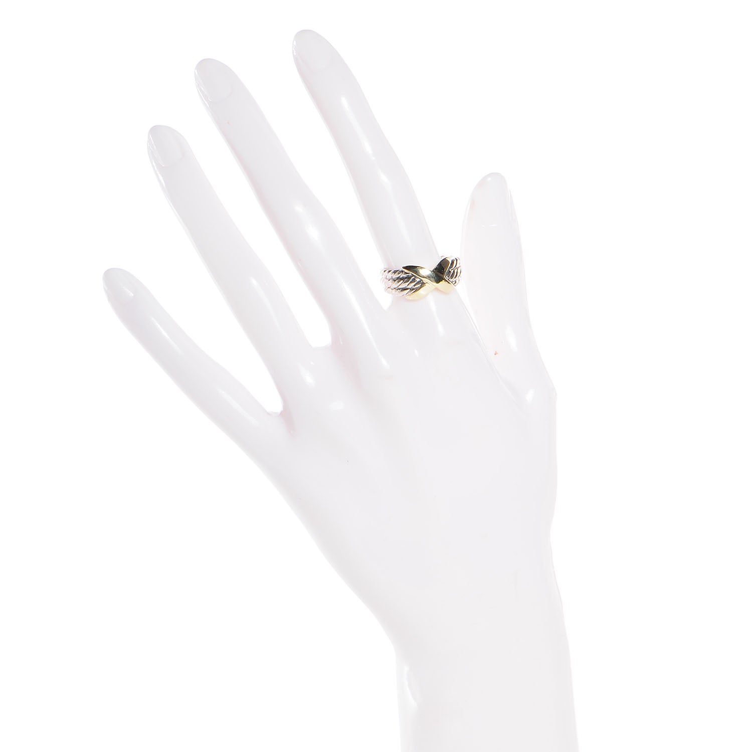 David Yurman Sterling Silver 14k Yellow Gold X Crossover Ring 7 2 of 6