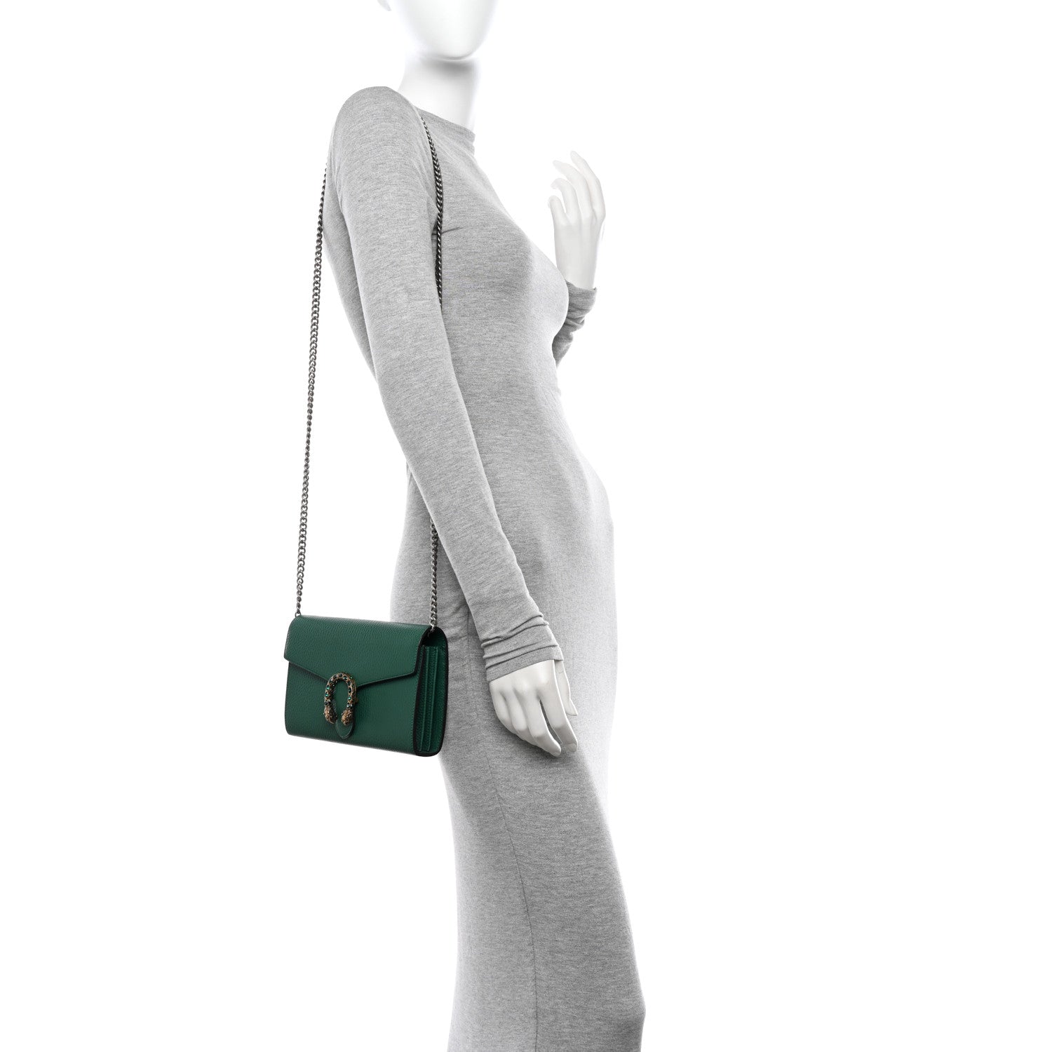 Gucci Calfskin Mini Dionysus Chain Wallet Emerald 2 of 13