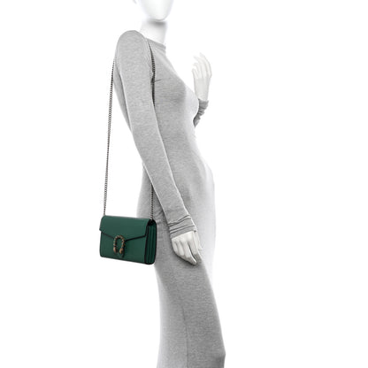 Gucci Calfskin Mini Dionysus Chain Wallet Emerald 2 of 13