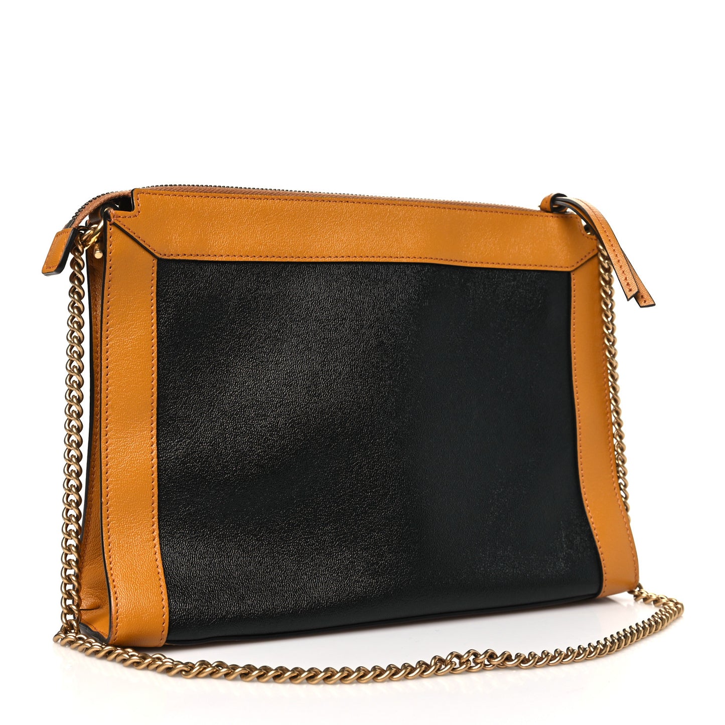 New Sakai Calfskin Lux Tri-Color Dahlia Chain Shoulder Bag Black Mystic White Sun Oil