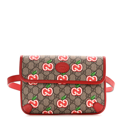 Gucci GG Supreme Monogram Apple Interlocking G Belt Bag Beige Multicolor Lobster Red 1 of 10