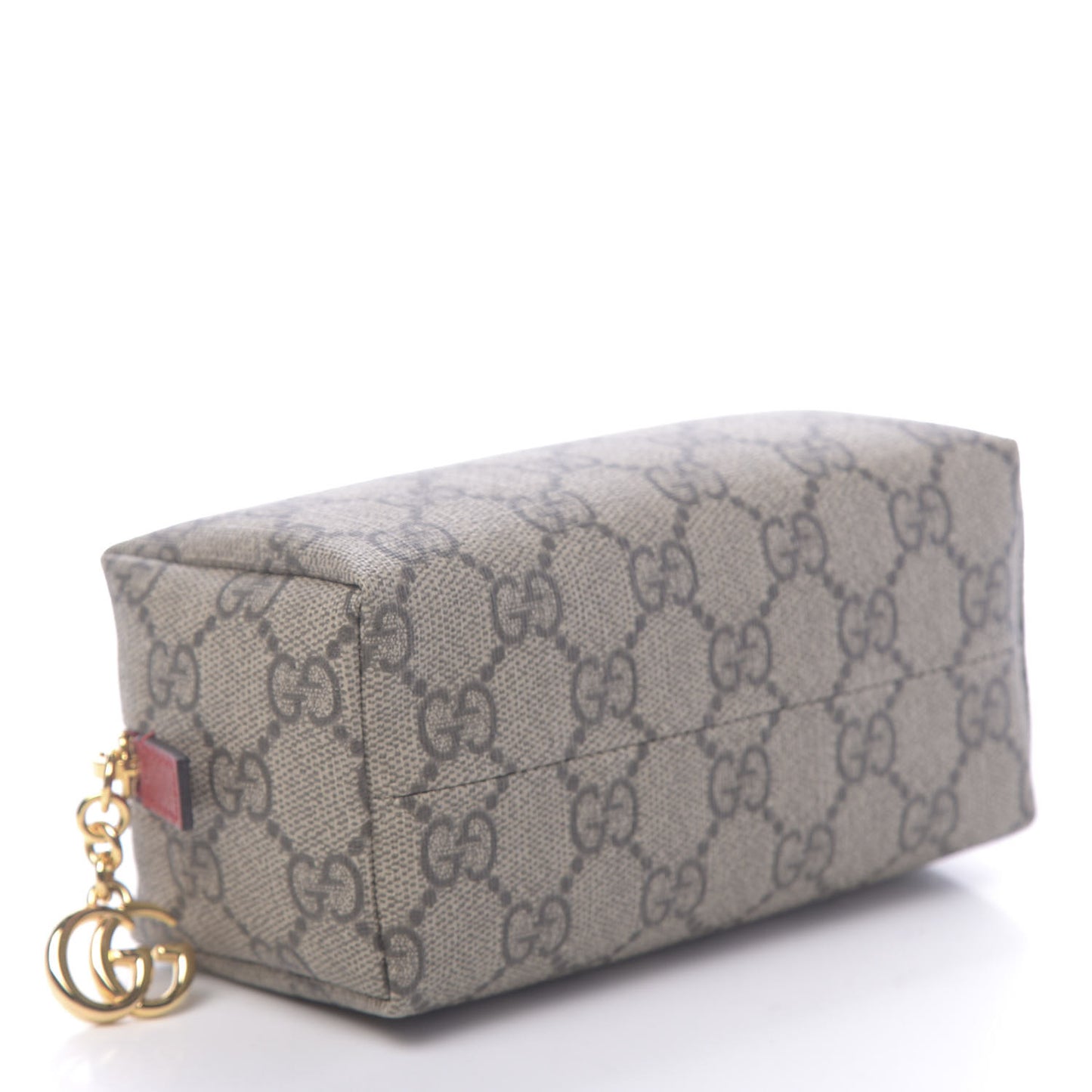 Soft GG Supreme Monogram Calfskin Small Ophidia Cosmetic Case Beige Ebony Hibiscus Red