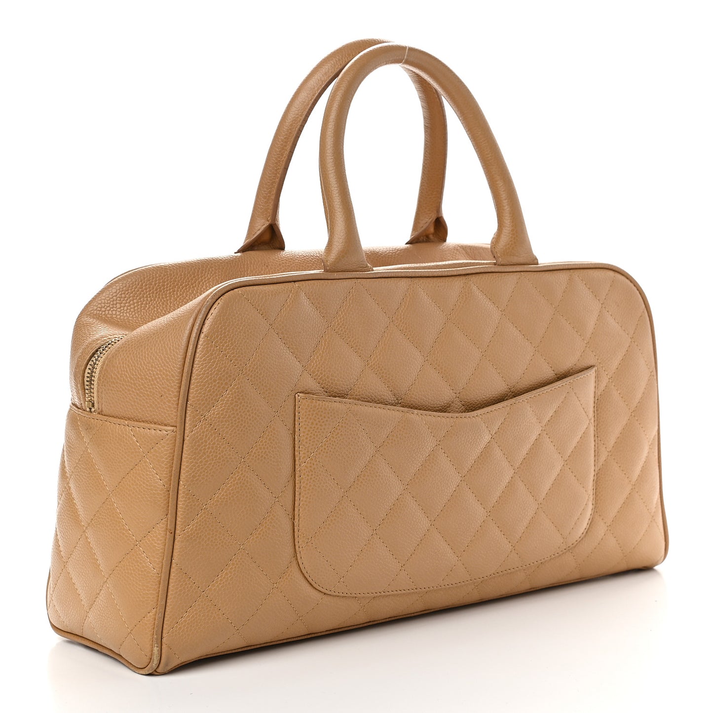 Caviar Quilted Large Bowler Bag Beige