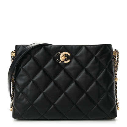 Chanel Lambskin Quilted Crush on Chains Hobo Black 1 of 11