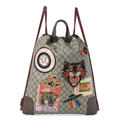 Gucci Soft GG Supreme Monogram Courrier Drawstring Backpack 1 of 9