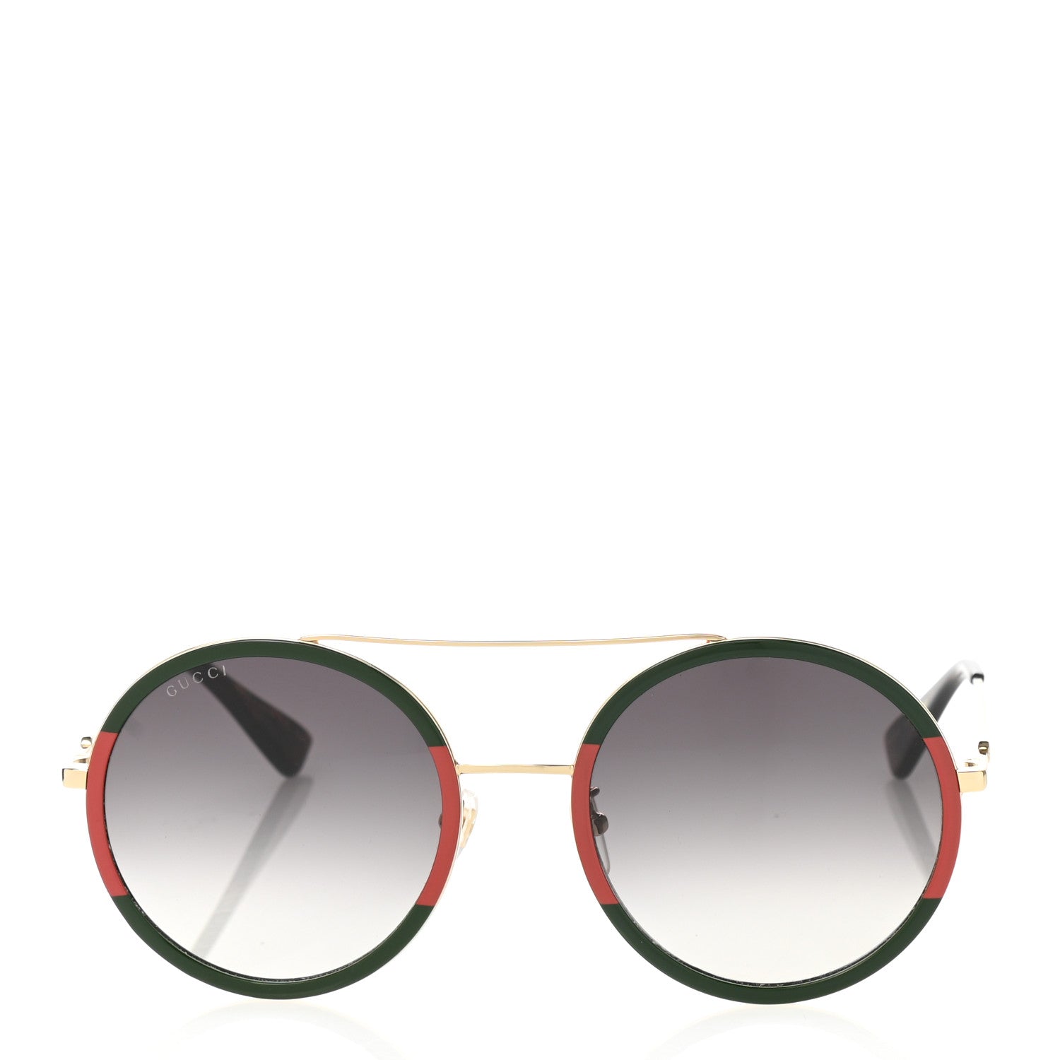 Gucci Metal Round Frame Sunglasses GG0061S Green Red 2 of 8