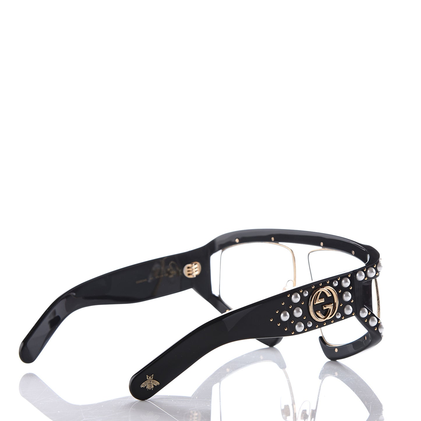 Acetate Pearl Rectangular Frame Sunglasses GG0234S Black