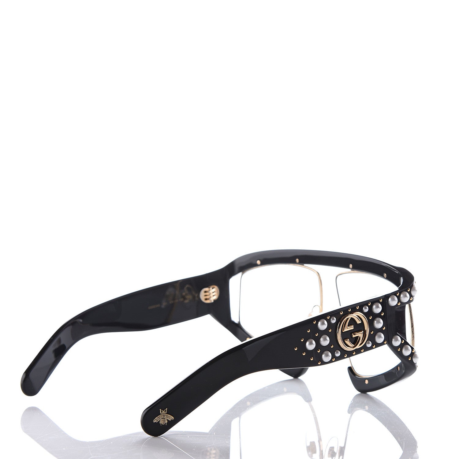 Gucci Acetate Pearl Rectangular Frame Sunglasses GG0234S Black 4 of 8