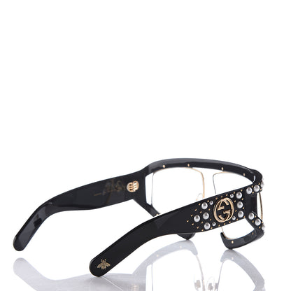 Gucci Acetate Pearl Rectangular Frame Sunglasses GG0234S Black 4 of 8