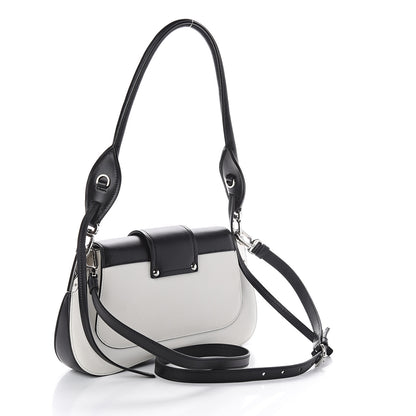Prada City Calfskin Sidonie Shoulder Bag White Black 2 of 7