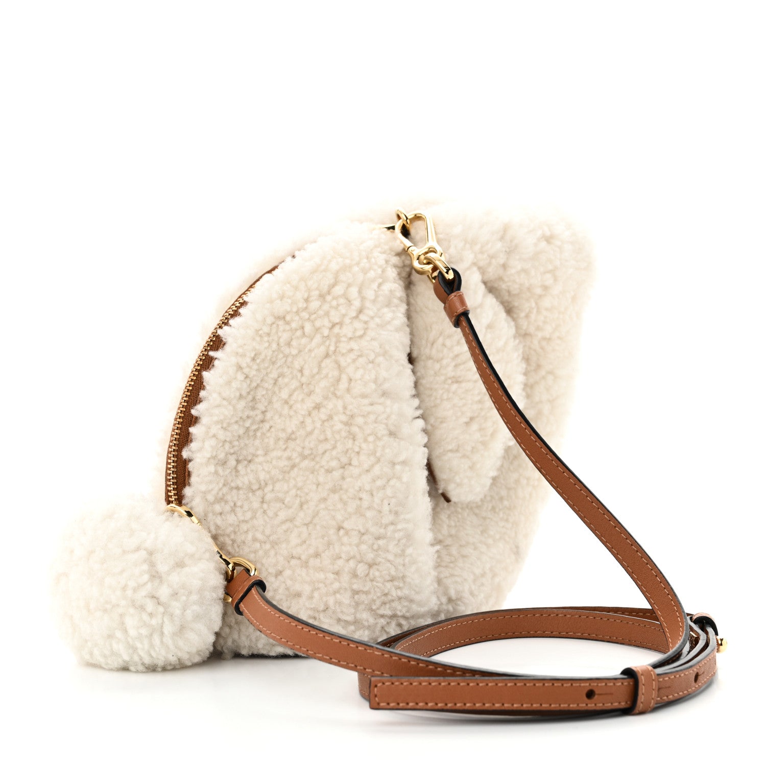 Loewe Shearling Mini Bunny Crossbody Bag Natural 3 of 9