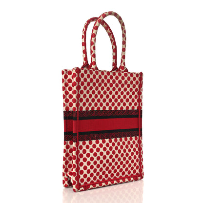 Christian Dior Canvas DiorAmour Dots Vertical Book Tote Red 3 of 10