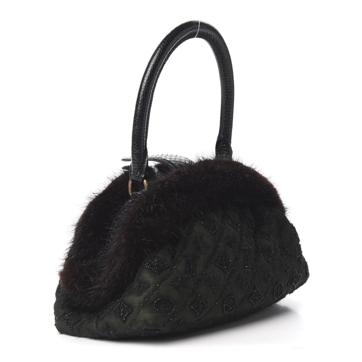 Louis Vuitton Mousseline Mink Lizard Beaded Demi Lune MM Vert 2 of 9