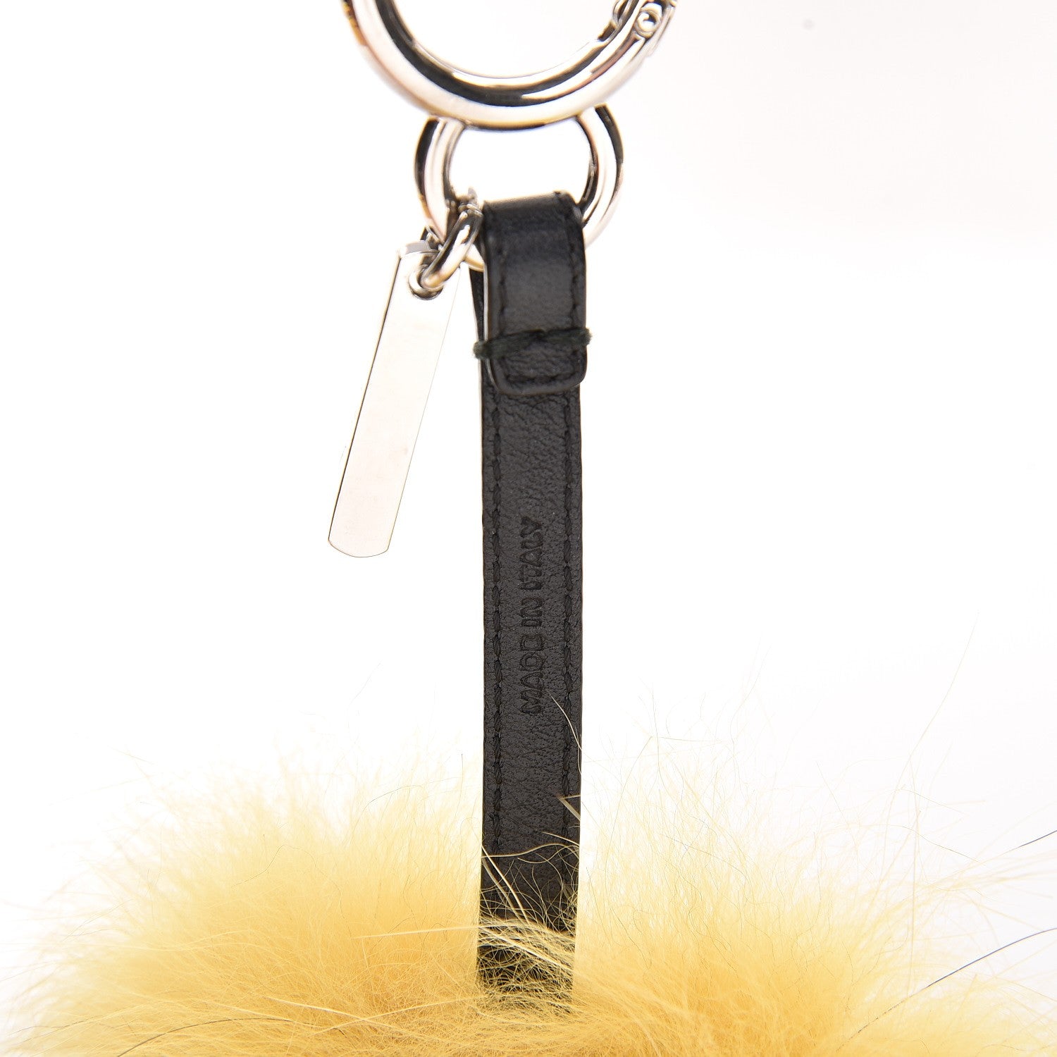 Fendi Fox Fur Shearling Crystal Eye Tria Monster Bag Bug Charm Yellow 3 of 5