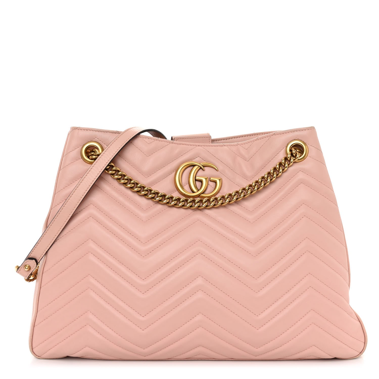 Gucci Calfskin Matelasse Medium GG Marmont Shoulder Tote Bag Perfect Pink 1 of 10