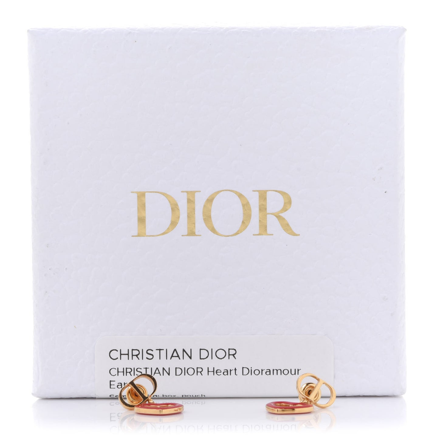 CD Dioramour Heart Earrings Gold Red