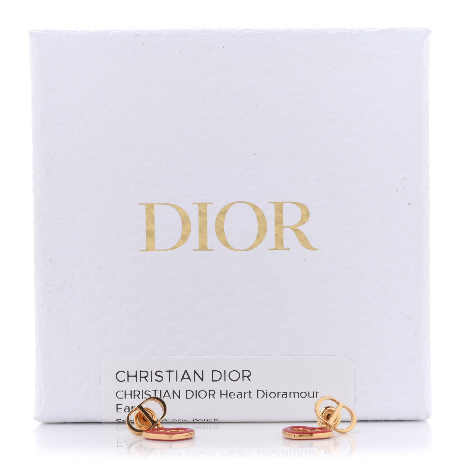 Christian Dior CD Dioramour Heart Earrings Gold Red 4 of 4