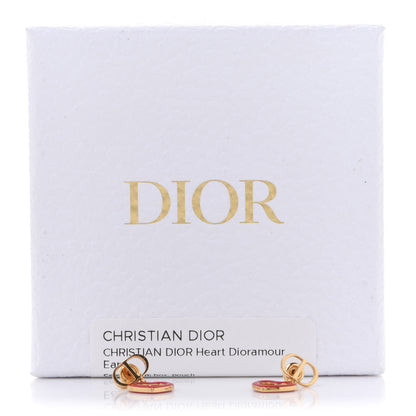 Christian Dior CD Dioramour Heart Earrings Gold Red 4 of 4