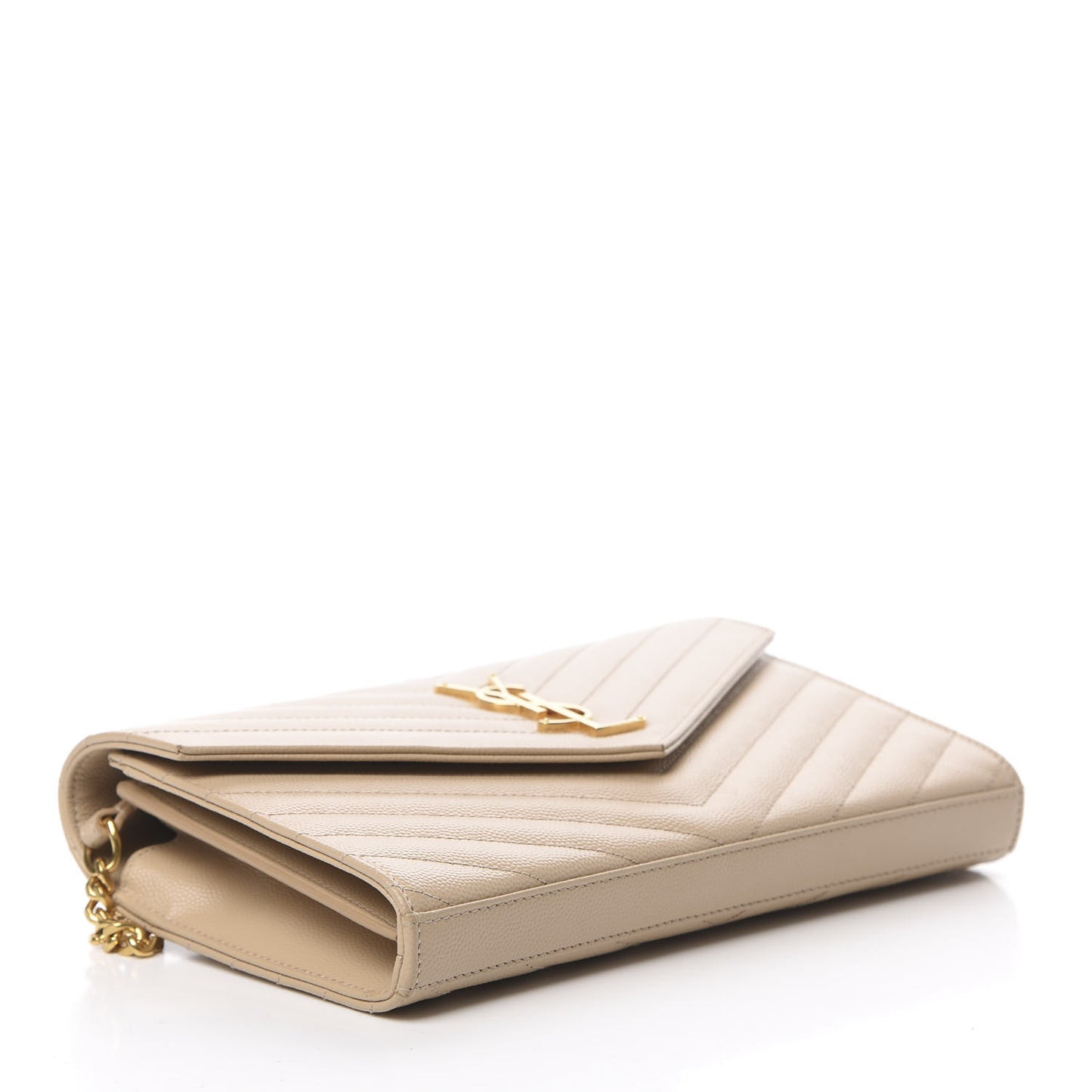 Grain De Poudre Matelasse Chevron Monogram Chain Wallet Nude Powder