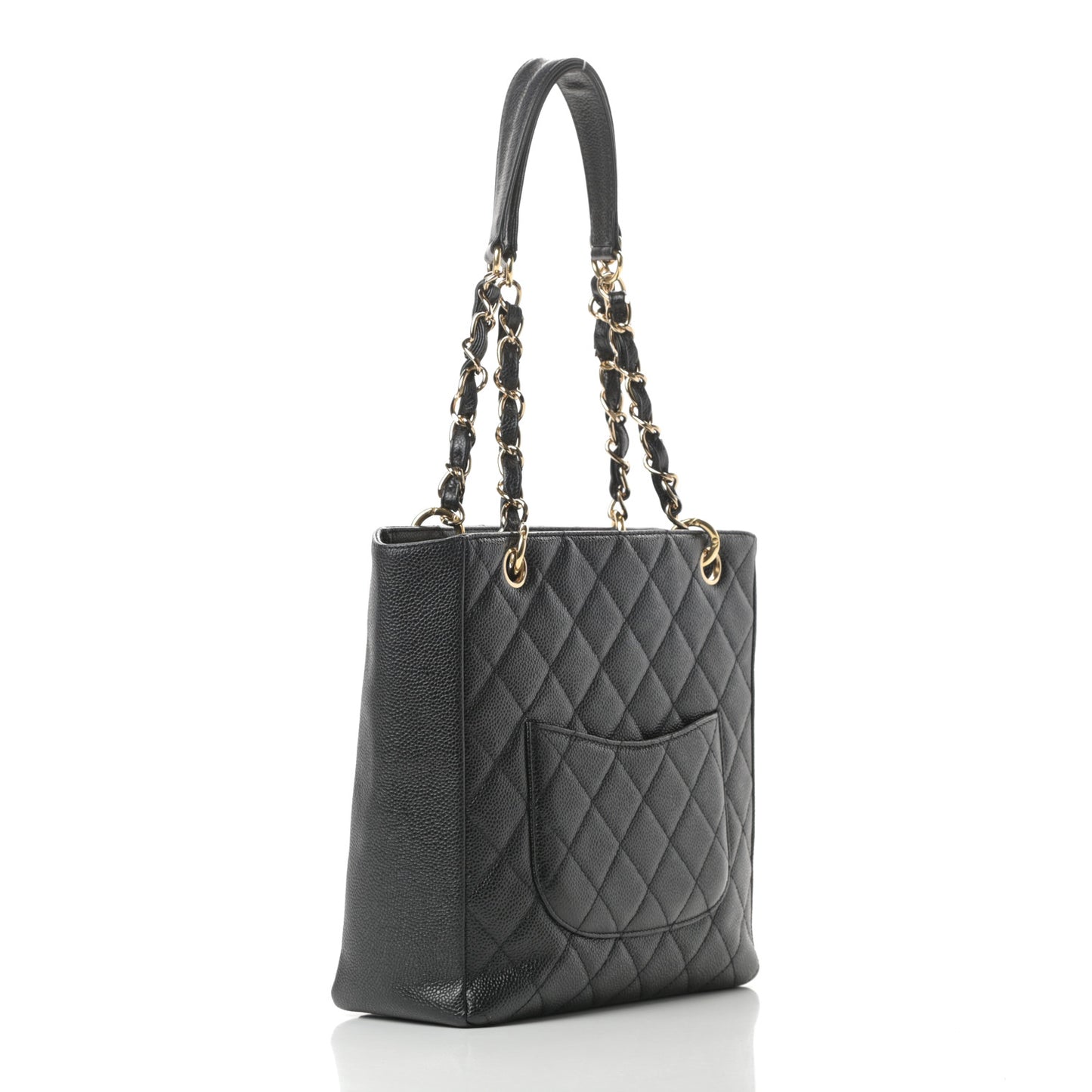 Caviar Quilted Petit Shopping Tote PST Black