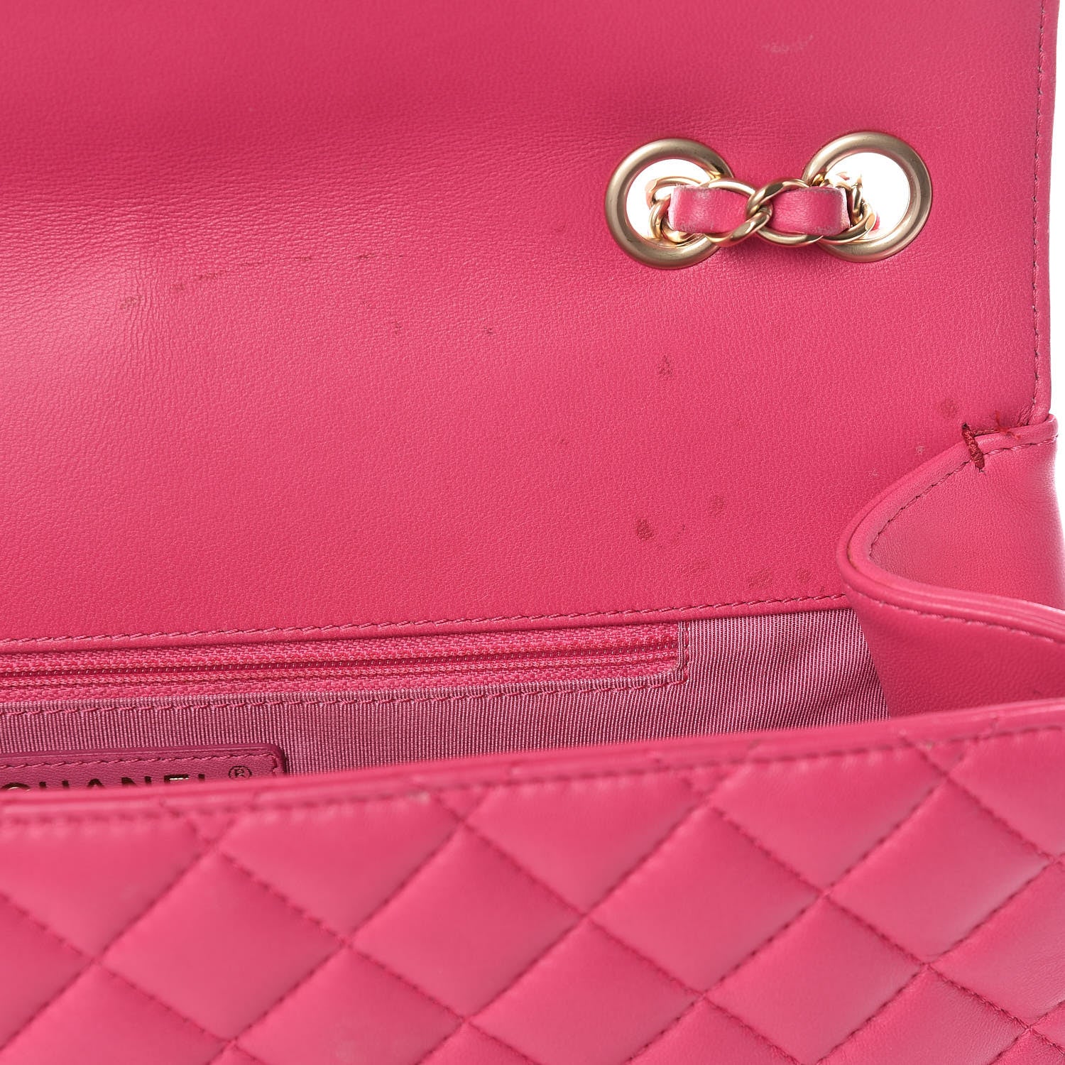 Chanel Lambskin Quilted Jumbo Mademoiselle Chic Flap Fuchsia 12 of 32