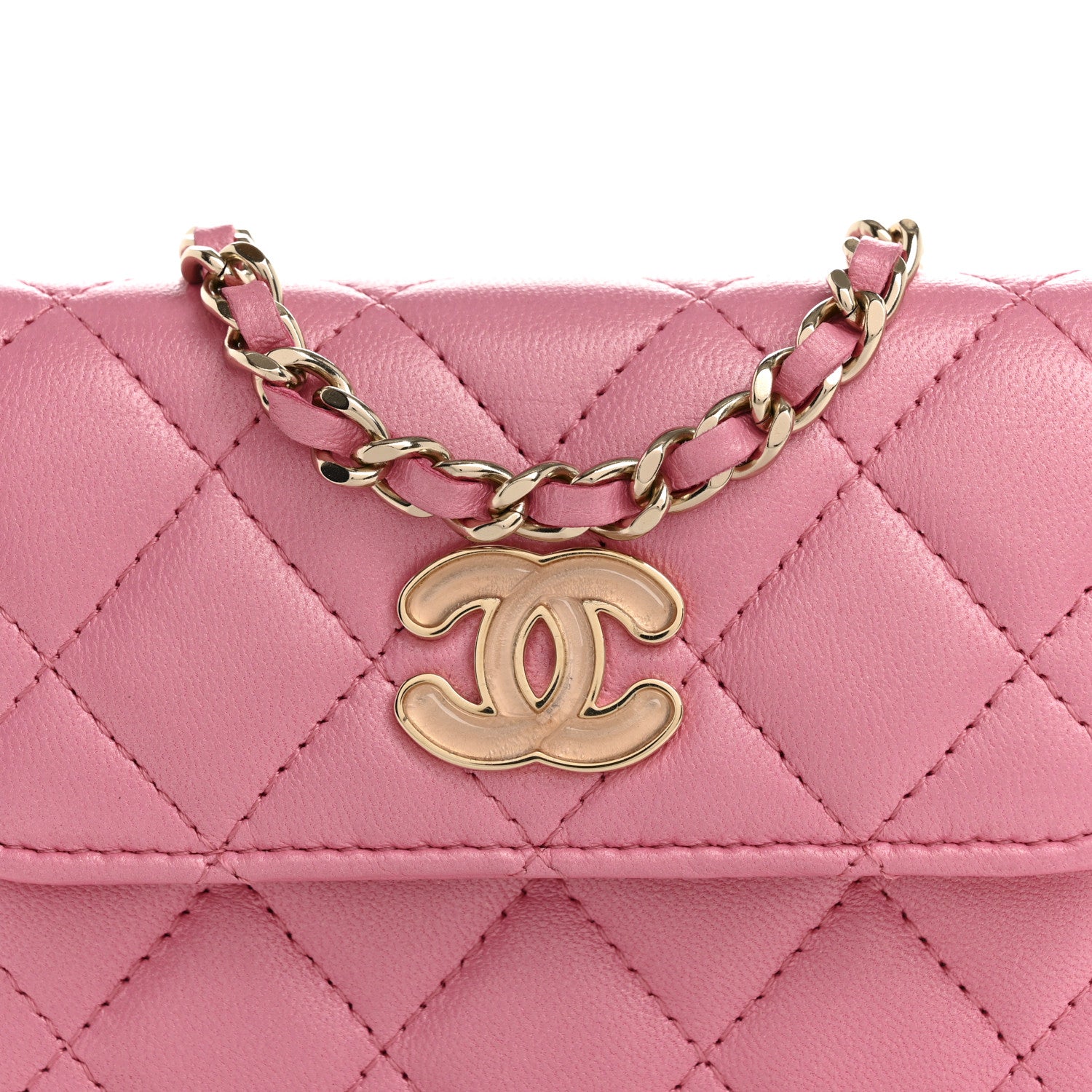 Chanel Iridescent Lambskin Quilted Heart Bead Clutch With Chain