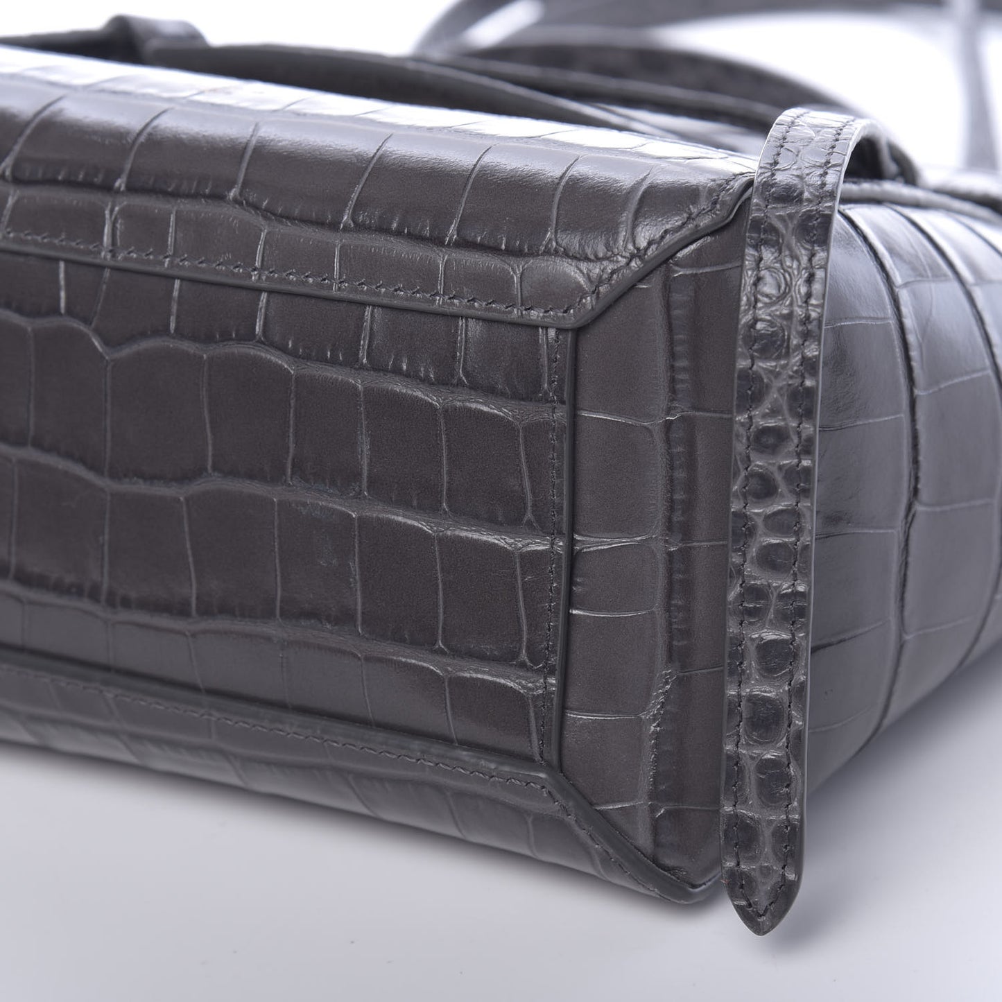 Calfskin Crocodile Embossed Nano Belt Bag Grey