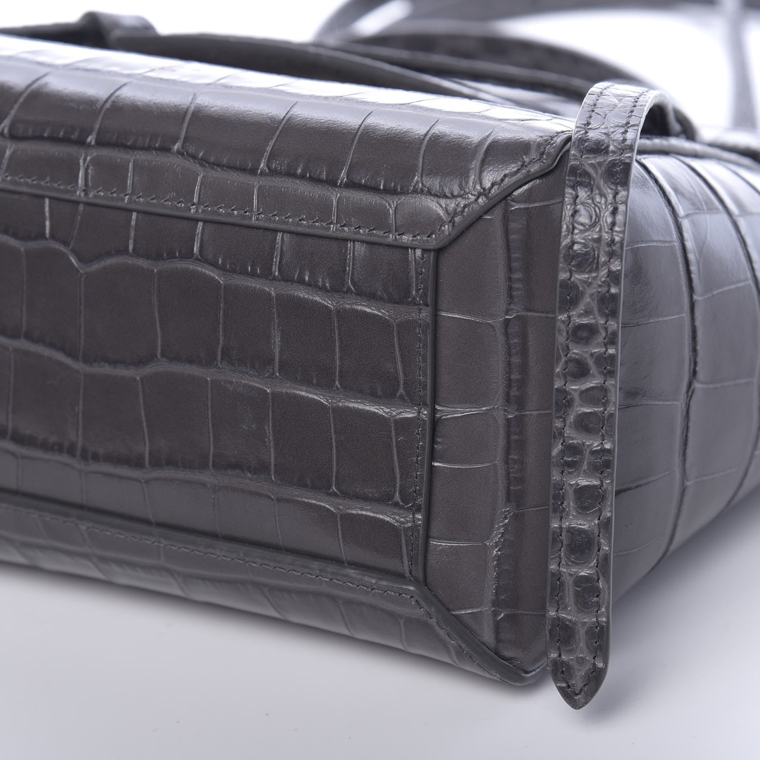 Celine Calfskin Crocodile Embossed Nano Belt Bag Grey 11 of 11