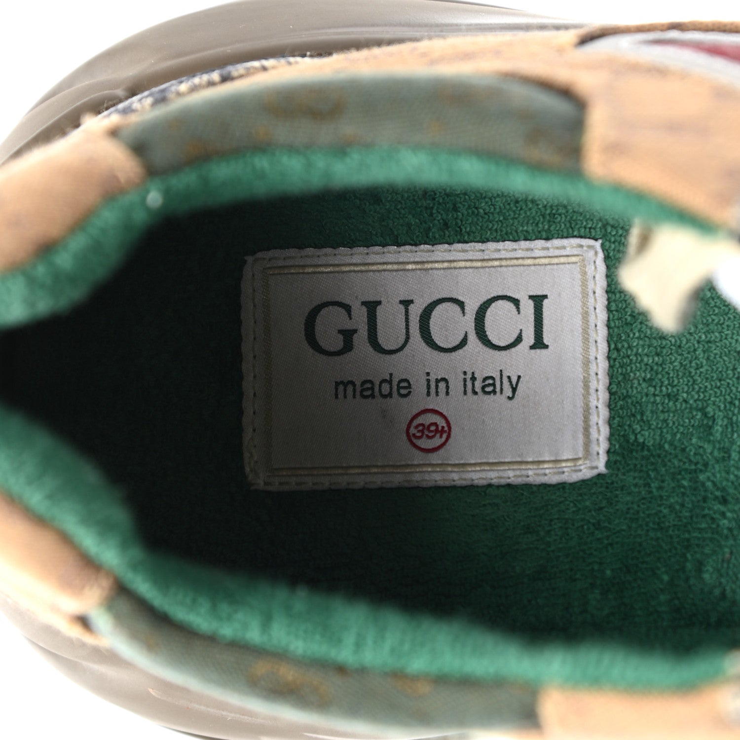 Gucci GG Supreme Monogram Mix Monogram Womens Rhyton Sneakers 39.5 Bordeaux Beige Ebony 7 of 13