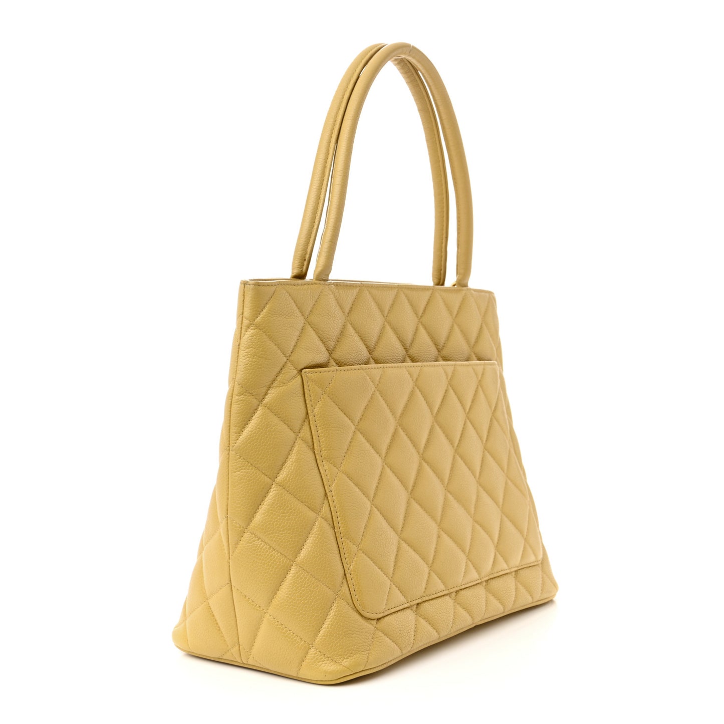 Caviar Quilted Medallion Tote Yellow