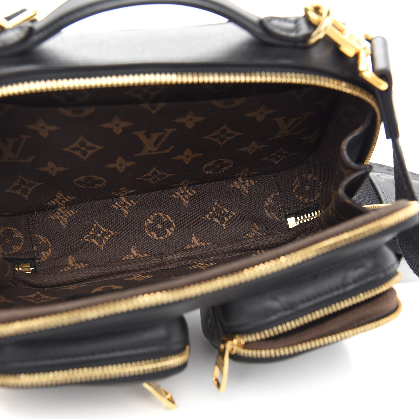 Calfskin Monogram Embossed Utility Crossbody Black