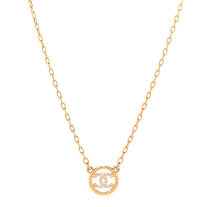 Chanel Crystal CC Medallion Pendant Necklace Gold 1 of 6