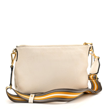 Prada Vitello Daino Zippered Shoulder Bag White 3 of 12