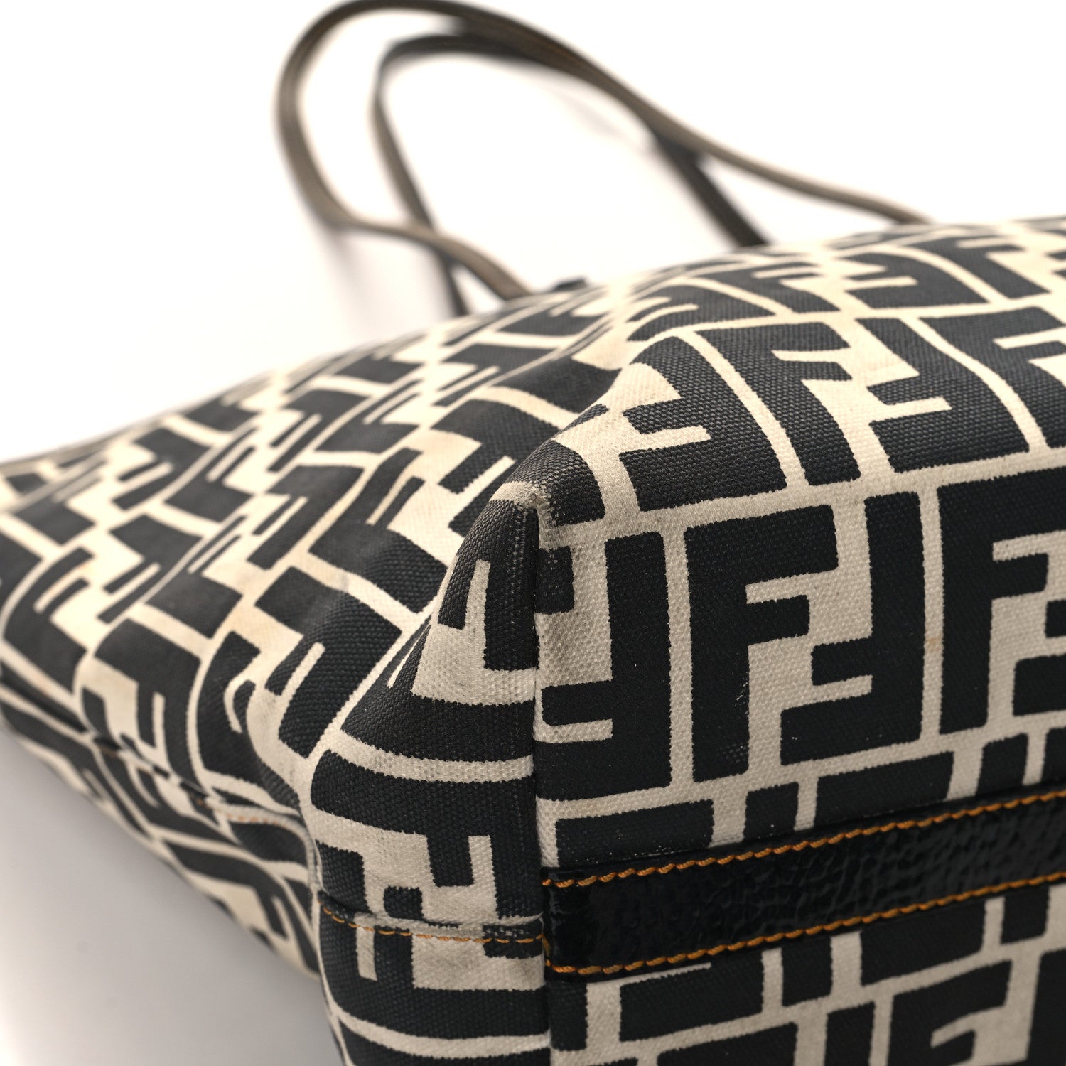 Fendi Canvas FF Roll Tote Black White 9 of 15