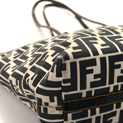 Fendi Canvas FF Roll Tote Black White 9 of 15