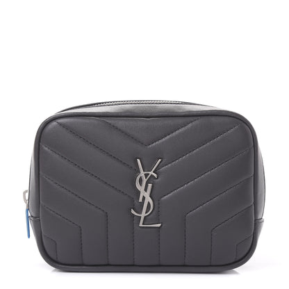 Saint Laurent Lambskin Y Quilted Monogram Loulou Cosmetic Case Asphalt Grey 1 of 9